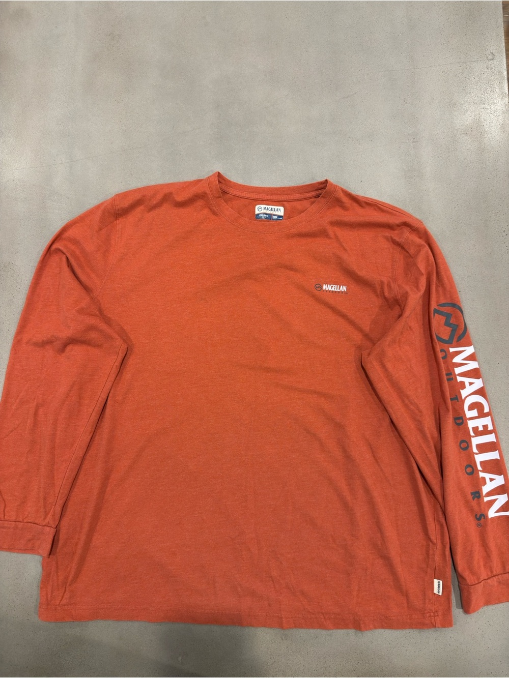 Magellan Outdoors Men's Long Sleeve Tee - Orange with White Logo